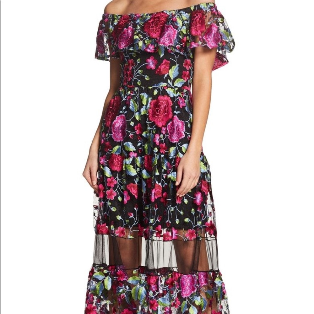 Off the Shoulder Embroidered Dress